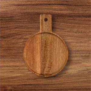 4" Round Wood Tray w/ Handle